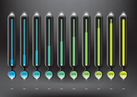 Abstract vector progress loading bars. Set of 10. Stock Illustration