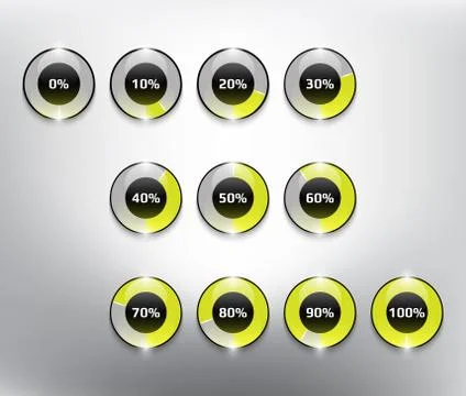 Abstract vector progress loading bars. Set of 11. Stock Illustration