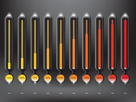 Abstract vector progress loading bars. Set of 10. Illustrazione stock