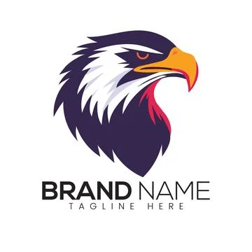 Abstract Vector Purple and White Eagle Icon or Logo Design Template Stock Illustration
