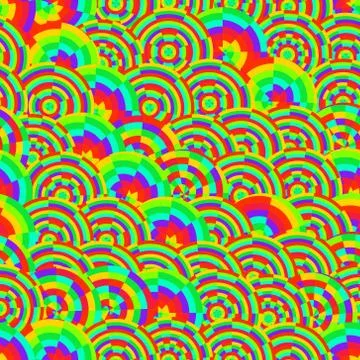 Abstract vector rainbow colored circles seamless pattern 스톡 일러스트