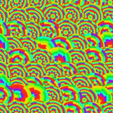 Abstract vector rainbow colored circles seamless pattern イラスト素材