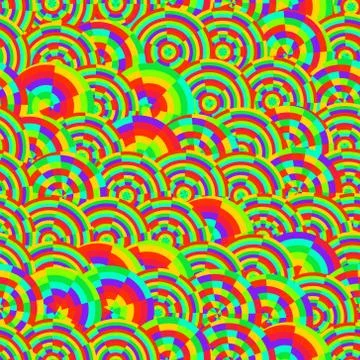 Abstract vector rainbow colored circles seamless pattern Stockillustratie