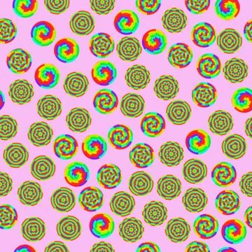 Abstract vector rainbow colored circles seamless pattern Illustrazione stock