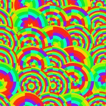 Abstract vector rainbow colored circles seamless pattern 스톡 일러스트
