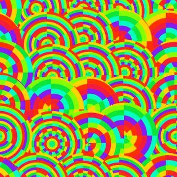 Abstract vector rainbow colored circles seamless pattern 스톡 일러스트