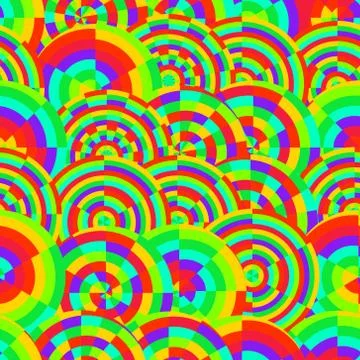 Abstract vector rainbow colored circles seamless pattern 库存插图