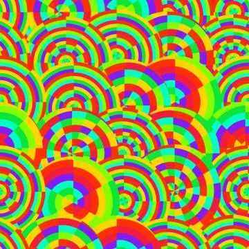 Abstract vector rainbow colored circles seamless pattern Illustrazione stock