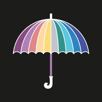 Abstract vector rainbow colored umbrella on black background Stock Illustration