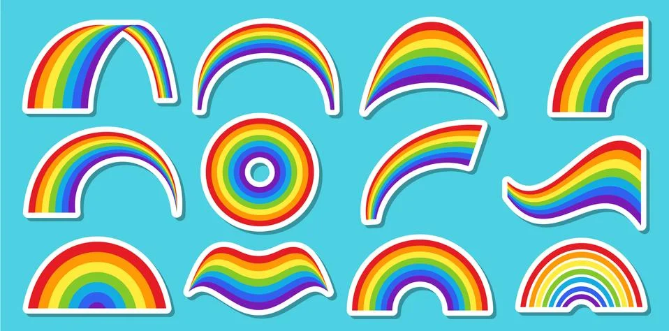 Abstract vector rainbow set for stickers, cards Stock Illustration