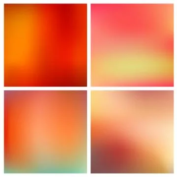 Abstract vector red blurred background set 4 colors set. Square blurred Stock Illustration