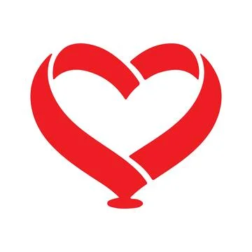 Abstract Vector Red Heart Balloon Icon or Logo Design Template Stock Illustration