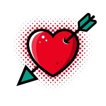 Abstract vector red heart pierced by arrow Stock Illustration