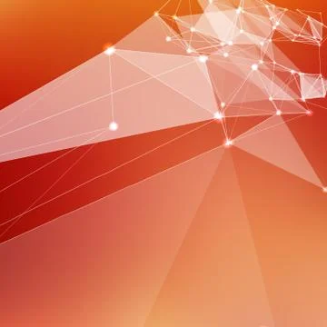 Abstract vector red mesh background. Chaotically connected points and polygon Illustrazione stock