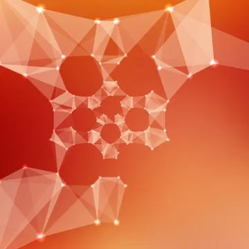 Abstract vector red mesh background. Chaotically connected points and polygon Illustrazione stock
