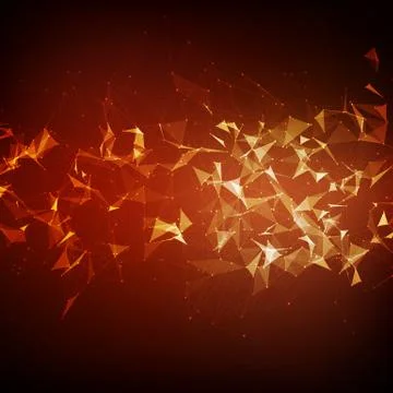 Abstract vector red mesh background. Chaotically connected points and polygon Illustrazione stock