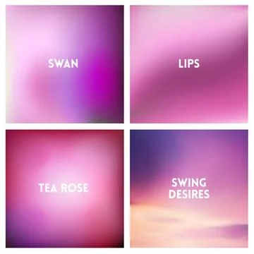 Abstract vector red pink blurred background set 4 colors set. Square blurred Stock Illustration