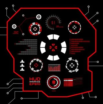 Abstract vector red virtual graphic touch user interface HUD. Stock Illustration