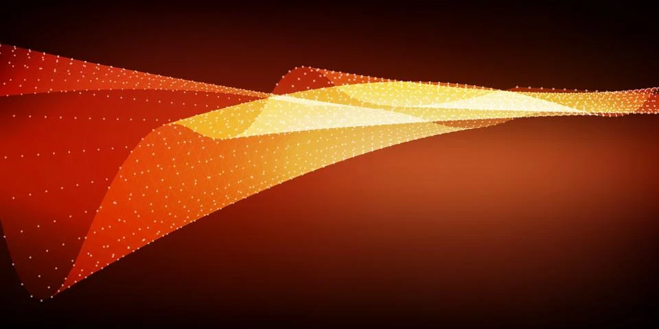 Abstract vector red wave mesh background. Point cloud array. Chaotic light wa Stock Illustration