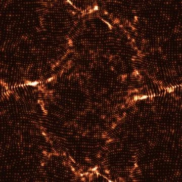 Abstract vector red wave mesh background. Point cloud array. Chaotic light wa Stock Illustration