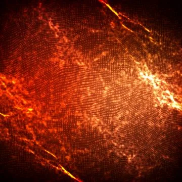 Abstract vector red wave mesh background. Point cloud array. Chaotic light wa Stock Illustration