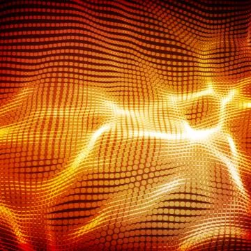 Abstract vector red wave mesh background. Point cloud array. Chaotic light wa Stock Illustration