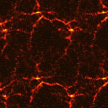 Abstract vector red wave mesh background. Point cloud array. Chaotic light wa Stock Illustration