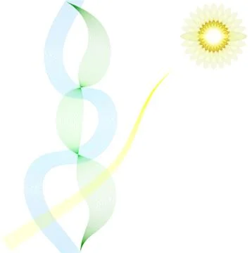 Abstract vector ribbons and sun on a white background Stock Illustration