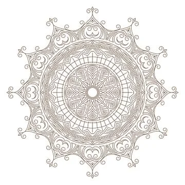 Abstract vector round lace design in mono line style - mandala, decorative el 스톡 일러스트