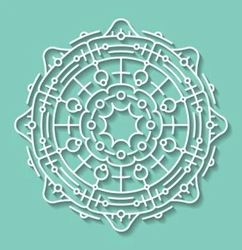 Abstract vector round lace design in mono line style - mandala, decorative el Ilustración de archivo