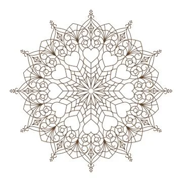 Abstract vector round lace design in mono line style - mandala, decorative el Stock Illustration
