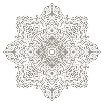 Abstract vector round lace design in mono line style - mandala, decorative el Stock Illustration