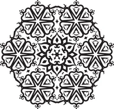 Abstract vector round lace design with round corners - mandala, decorative el Stock Illustration