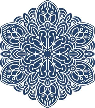 Abstract vector round lace design - mandala, decorative element in dark blue  스톡 일러스트