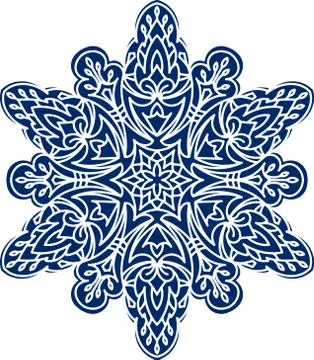 Abstract vector round lace design - mandala, decorative element in dark blue  Stock-Illustration