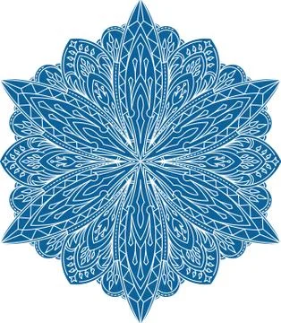 Abstract vector round lace design - mandala, decorative element in blue color Stock Illustration