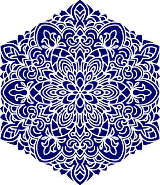 Abstract vector round lace design - mandala, decorative element in dark blue  Stock Illustration