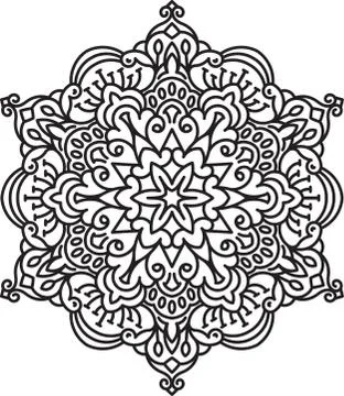Abstract vector round lace design - mandala, decorative element 库存插图
