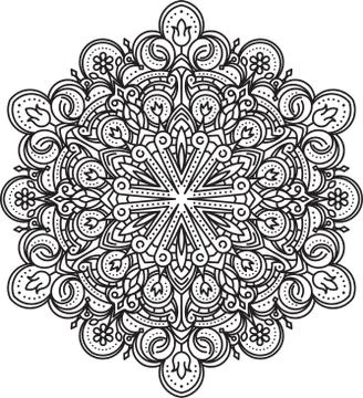 Abstract vector round lace design - mandala, decorative element 库存插图