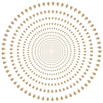Abstract vector round ornament. Beige gentle drops. Stock Illustration