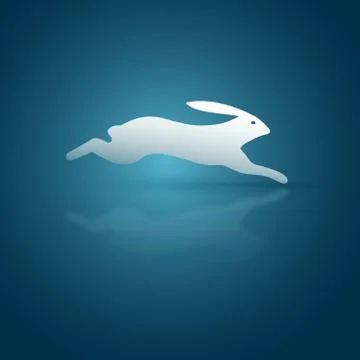 Abstract vector running rabbit symbol. Illustrazione stock