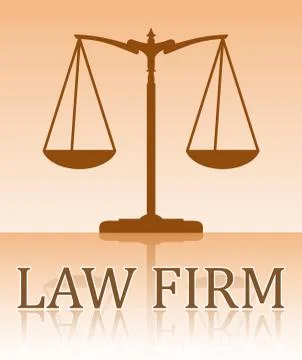 Abstract vector scales with caption LAW FIRM mirror reflection in light tones Stock Illustration