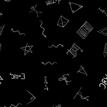 Abstract vector school doodles seamless pattern Stock Illustration