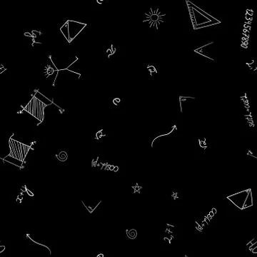 Abstract vector school doodles seamless pattern Stock Illustration