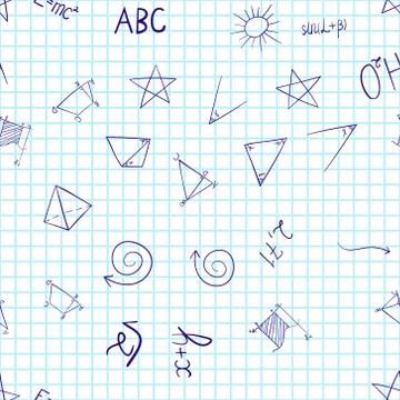Abstract vector school doodles seamless pattern Illustrazione stock