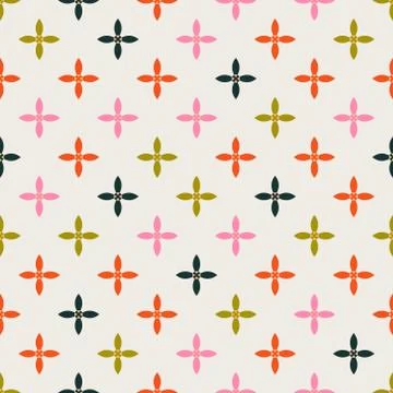 Abstract vector seamless flower pattern. Geometric simple design Illustrazione stock