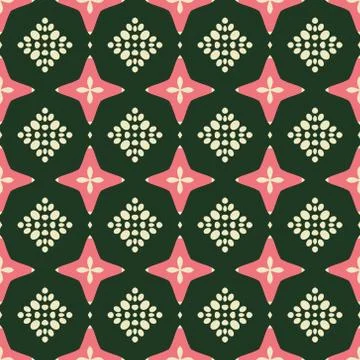 Abstract vector seamless flower pattern. Geometric simple design Stock Illustration