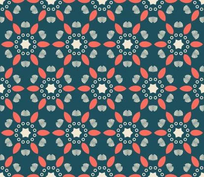 Abstract vector seamless flower pattern. Geometric simple design Illustrazione stock