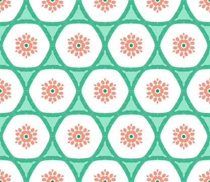 Abstract vector seamless flower pattern. Geometric simple design Illustrazione stock