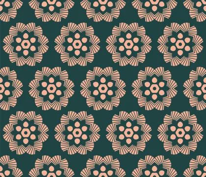 Abstract vector seamless flower pattern. Geometric simple design Illustrazione stock